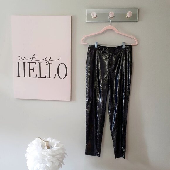 NWT RtA black metallic sheen “tinsel”-look and feel velvet-like tailored trouser - Picture 10 of 16